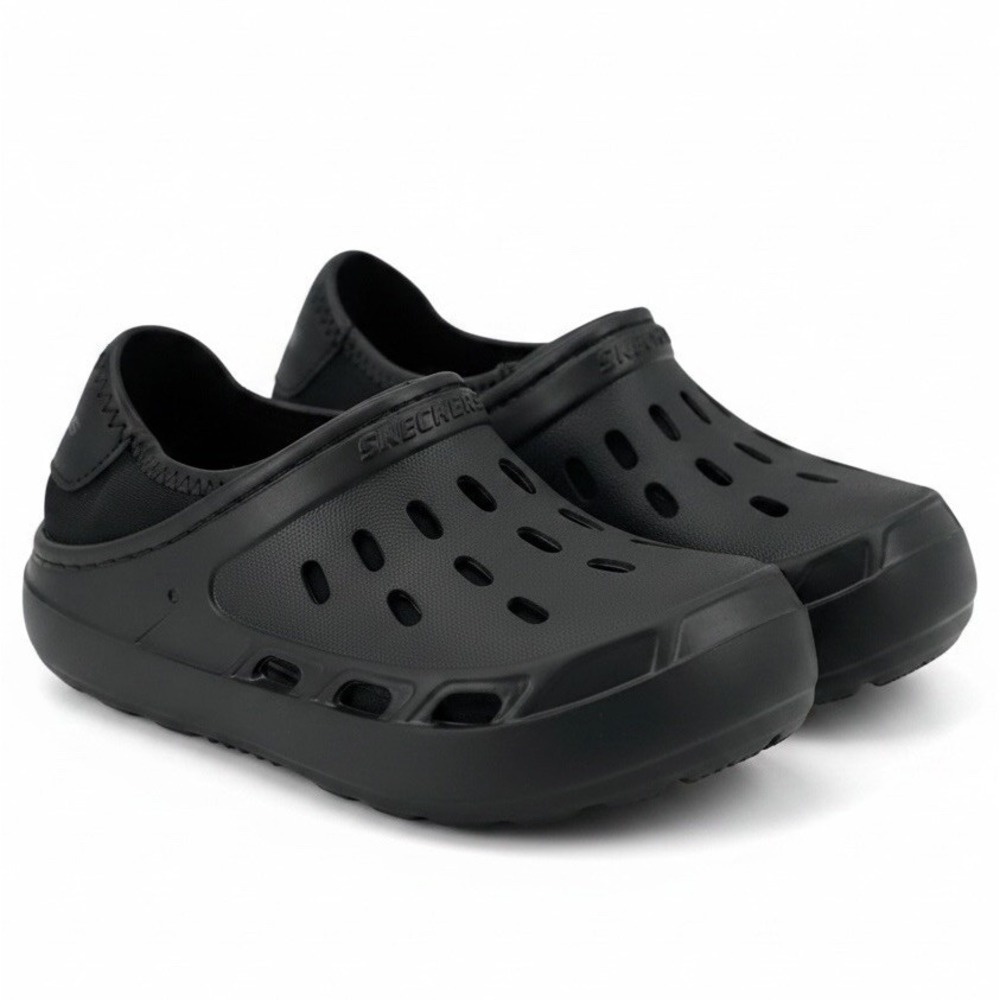 Skechers Foamies Clogs Toddler Boys Size 8 Black Faux Fur Lined Convertible NEW